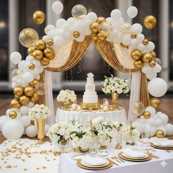White and Gold Enchantment Anniversary Decoration - Image 8