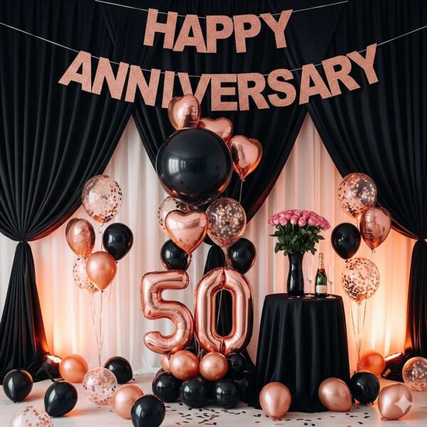 Rose Gold And Black Anniversary Surprise - Image 7