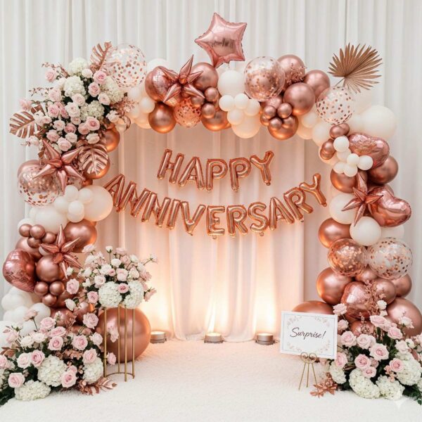 Happy Anniversary Rose Gold Surprise Decor - Image 7