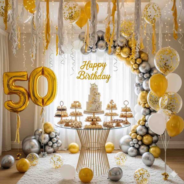 Gold and Silver Birthday Room Decor - Image 7