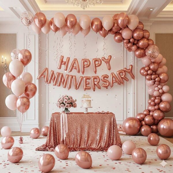 Happy Anniversary Rose Gold Surprise Decor - Image 8