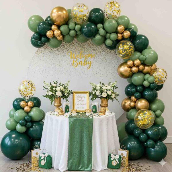 Green and Gold Baby Shower Decor - Image 8