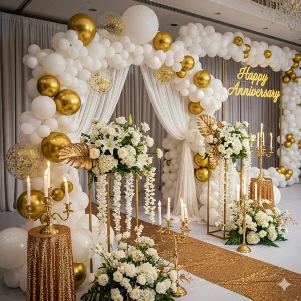 White and Gold Enchantment Anniversary Decoration - Image 10