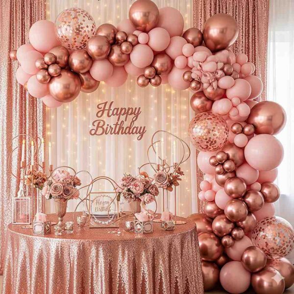 Rose Gold Radiance Birthday Decor - Image 7