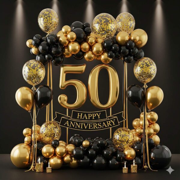 Gold and Black Anniversary Decor - Image 8
