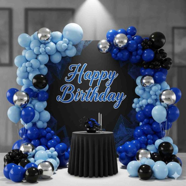 Happy Birthday Blue and Black Decoration - Image 8
