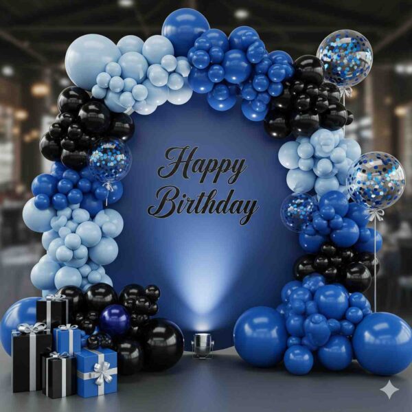 Happy Birthday Blue and Black Decoration - Image 11