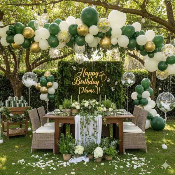 Green Garden Birthday Celebration Decor - Image 4