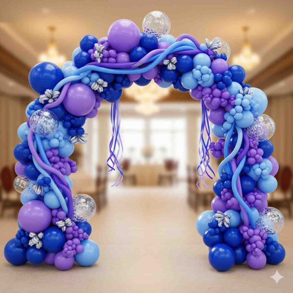 Blue and Purple Symphony Balloon Arch Decor - Image 7