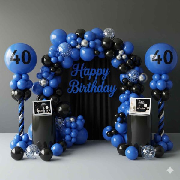 Happy Birthday Blue and Black Decoration - Image 9