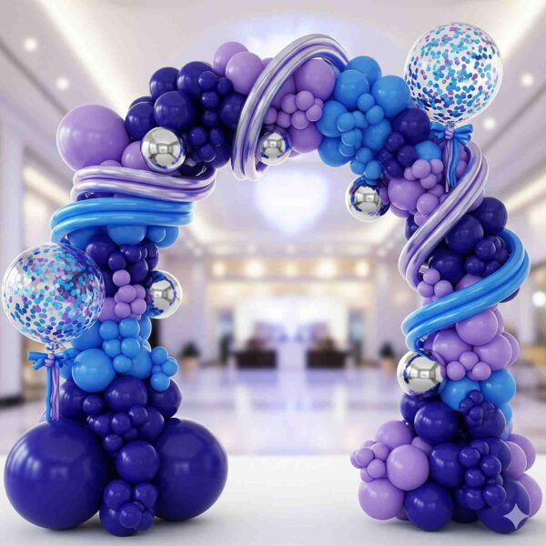 Blue and Purple Symphony Balloon Arch Decor - Image 9