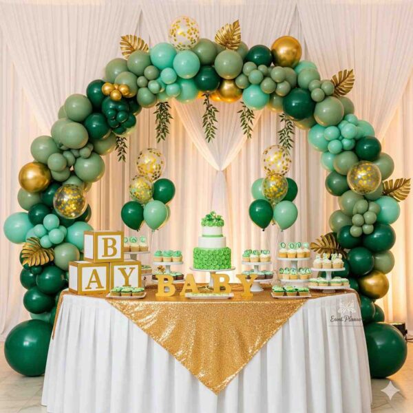 Green and Gold Baby Shower Decor - Image 11