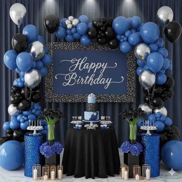Happy Birthday Blue and Black Decoration - Image 13