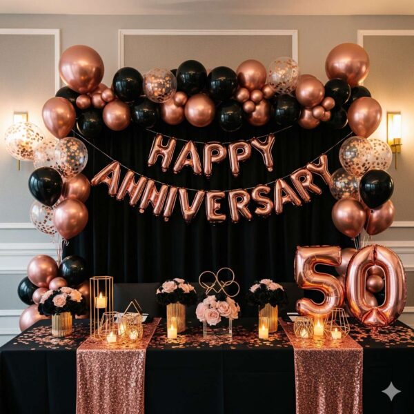 Rose Gold And Black Anniversary Surprise - Image 9