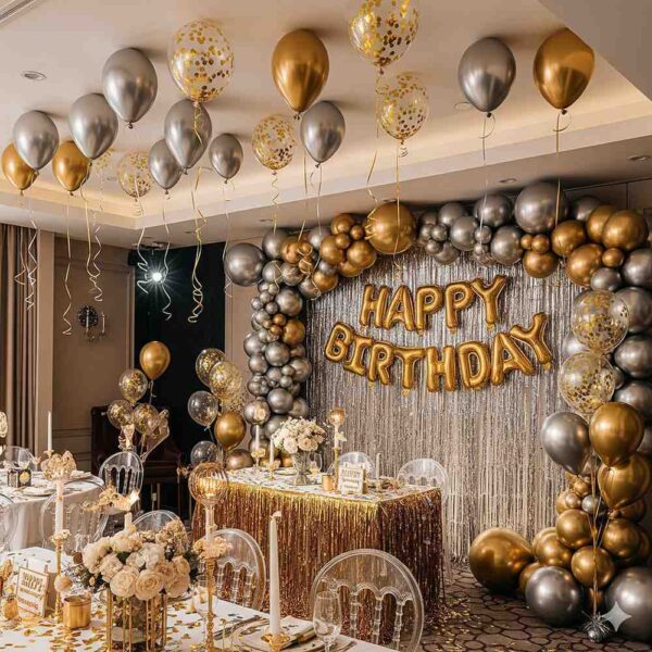 Gold and Silver Birthday Room Decor - Image 12