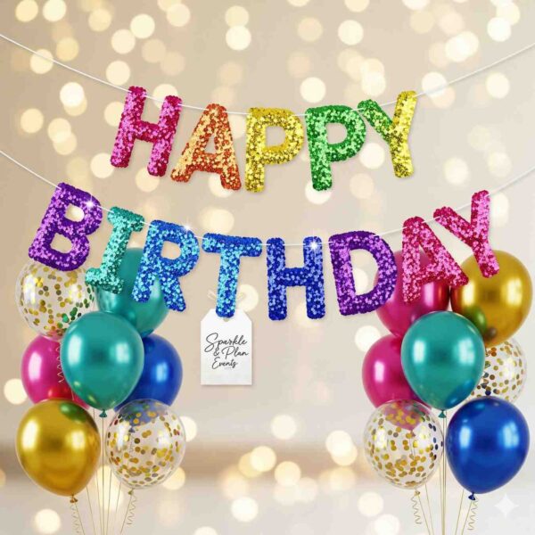 Happy Birthday Colourful Sequin Decoration - Image 8