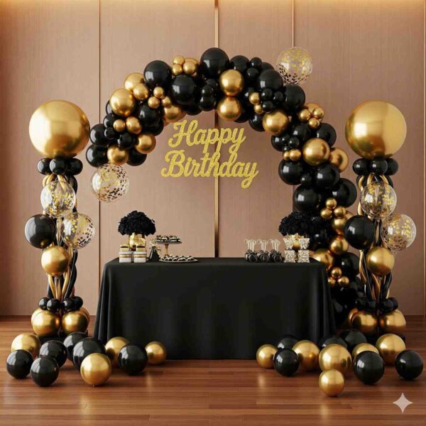 Black and Gold Happy Birthday Decoration - Image 10