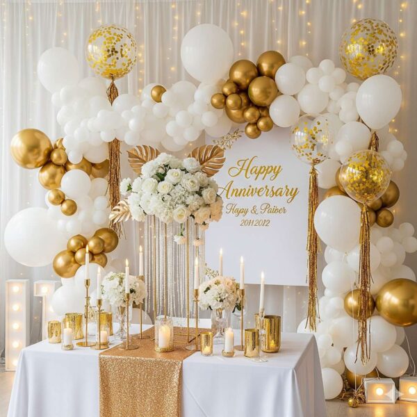 White and Gold Enchantment Anniversary Decoration - Image 12