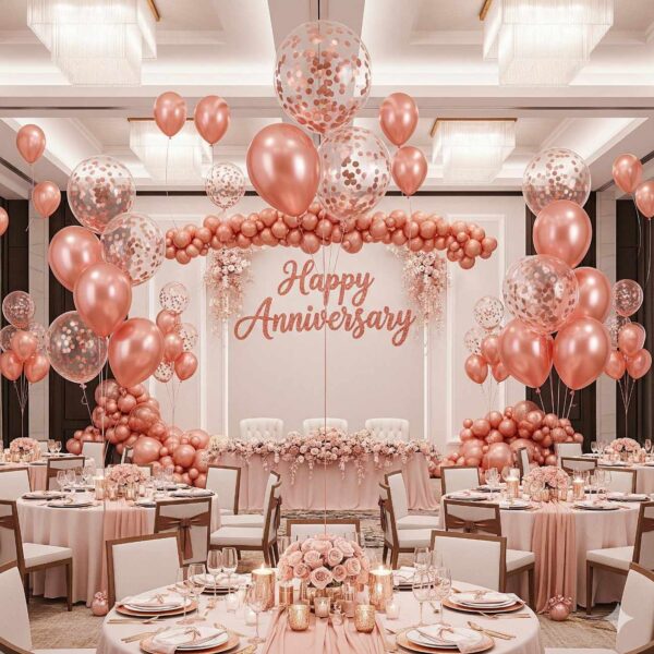 Happy Anniversary Rose Gold Surprise Decor - Image 9