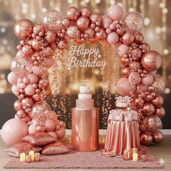 Rose Gold Radiance Birthday Decor - Image 8