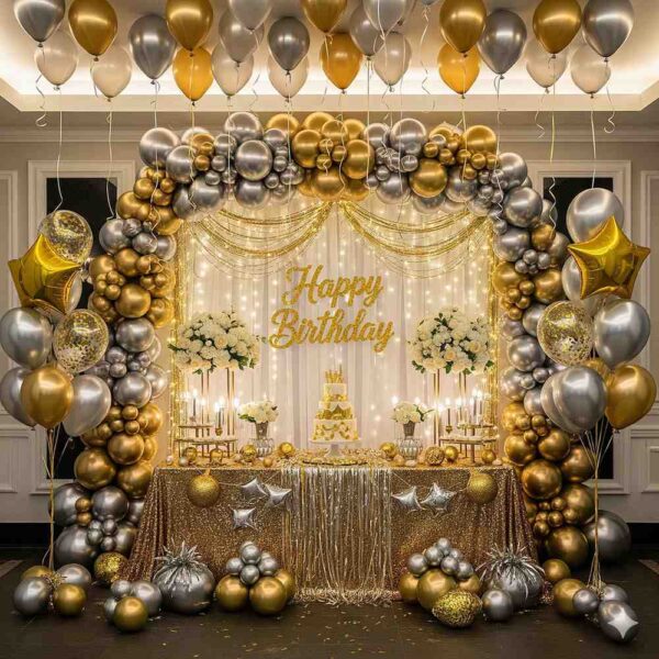 Gold and Silver Birthday Room Decor - Image 13