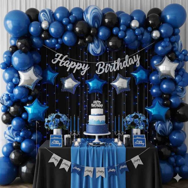Happy Birthday Blue and Black Decoration - Image 14