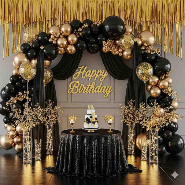 Black and Gold Happy Birthday Decoration - Image 12