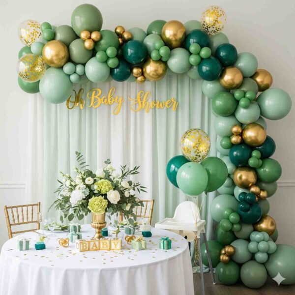 Green and Gold Baby Shower Decor - Image 15