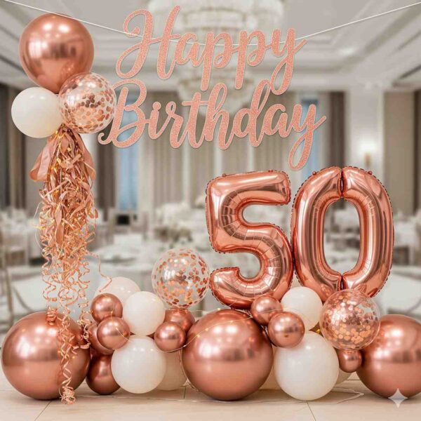 Rose Gold Radiance Birthday Decor - Image 9