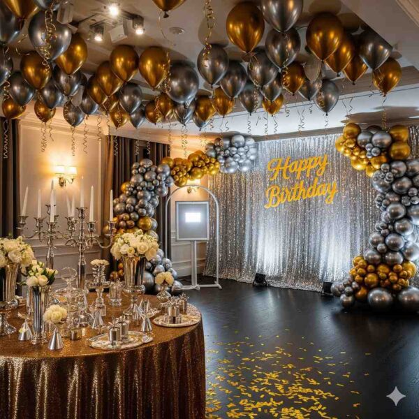 Gold and Silver Birthday Room Decor - Image 15