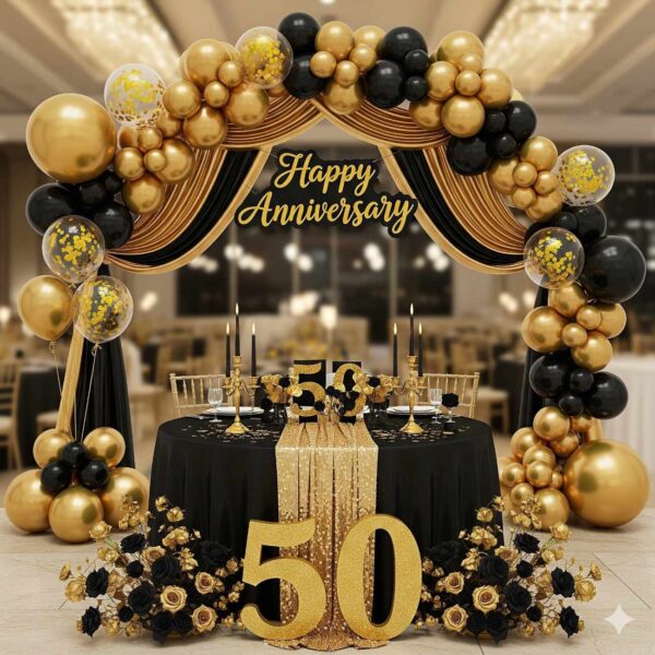 Gold and Black Anniversary Decor - Image 9