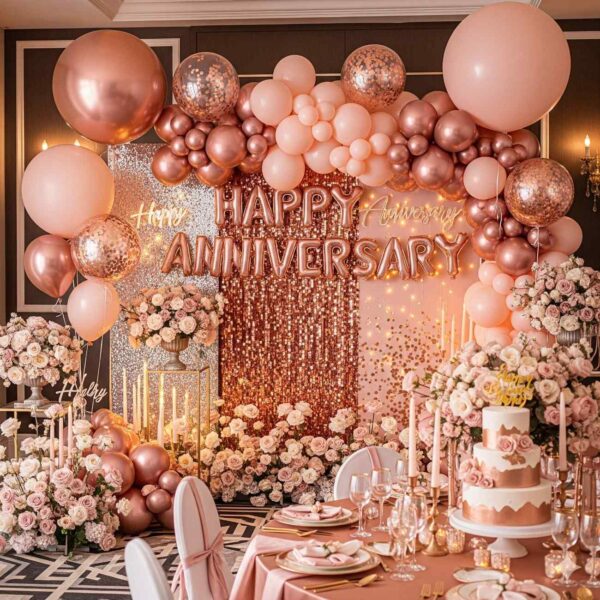 Happy Anniversary Rose Gold Surprise Decor - Image 12