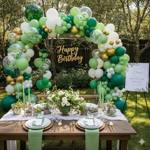 Green Garden Birthday Celebration Decor - Image 7