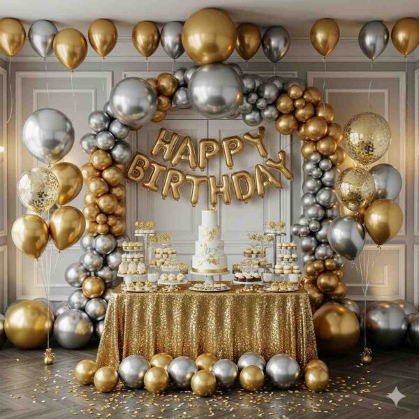 Gold and Silver Birthday Room Decor - Image 16
