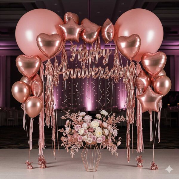 Happy Anniversary Rose Gold Surprise Decor - Image 13