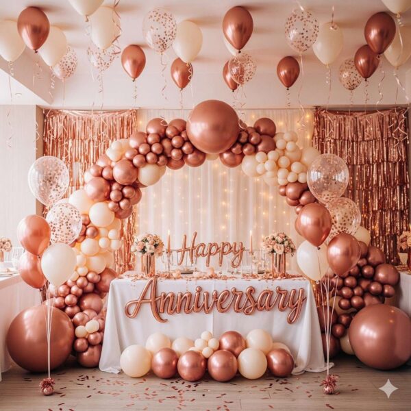 Happy Anniversary Rose Gold Surprise Decor - Image 14
