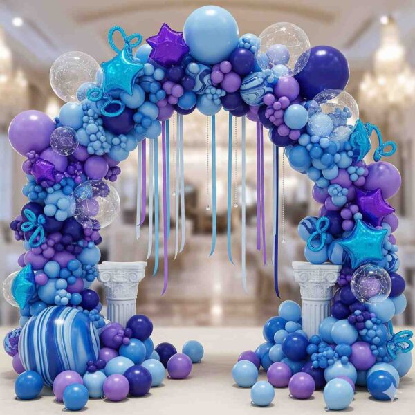 Blue and Purple Symphony Balloon Arch Decor - Image 13