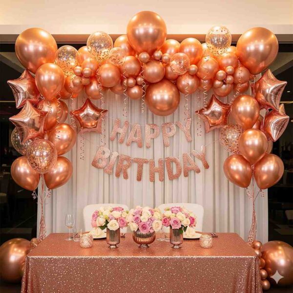Rose Gold Radiance Birthday Decor - Image 11