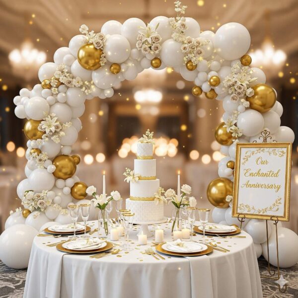White and Gold Enchantment Anniversary Decoration - Image 13