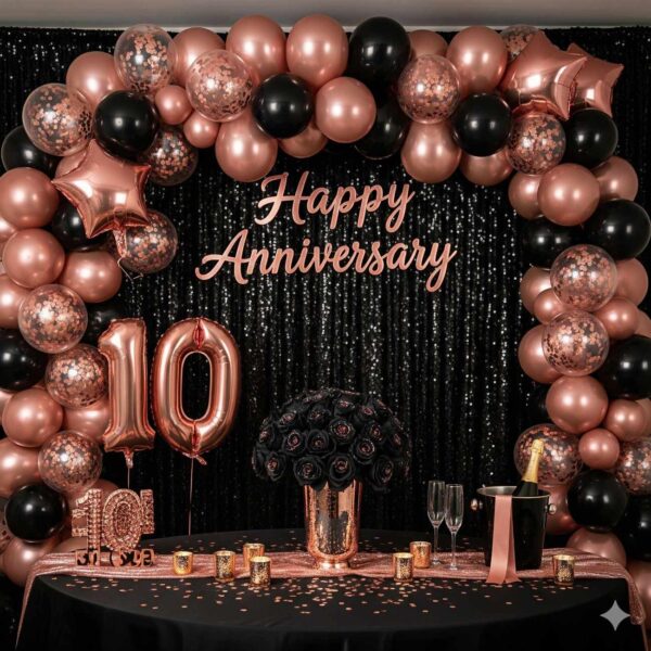 Rose Gold And Black Anniversary Surprise - Image 13