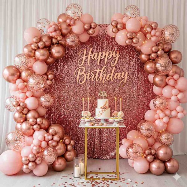 Rose Gold Radiance Birthday Decor - Image 12