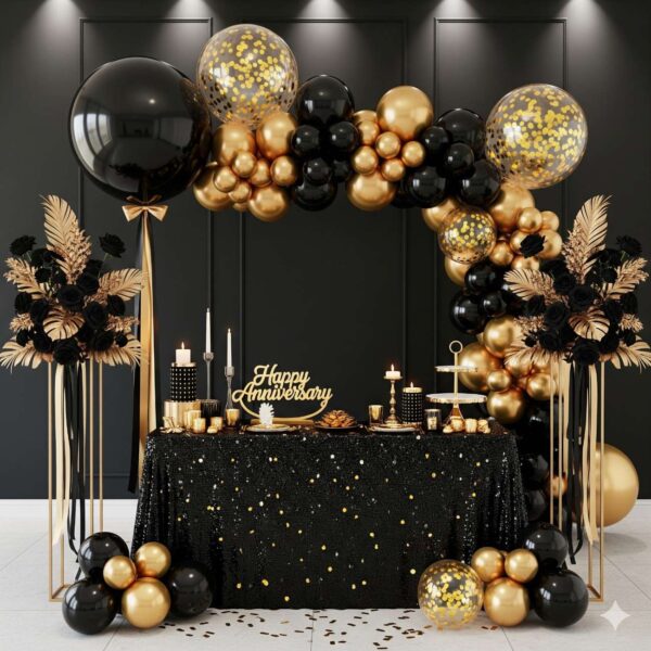 Gold and Black Anniversary Decor - Image 11
