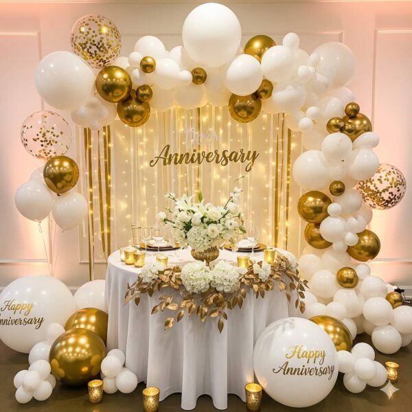 White and Gold Enchantment Anniversary Decoration - Image 14
