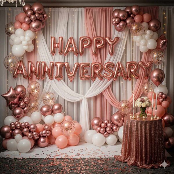 Happy Anniversary Rose Gold Surprise Decor - Image 15