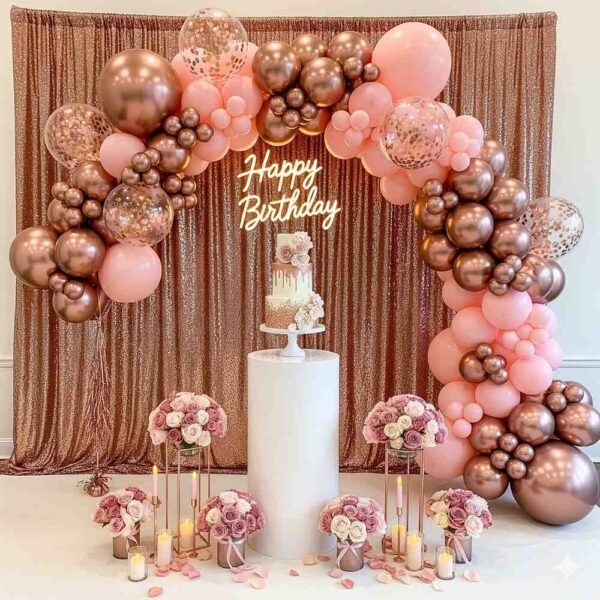 Rose Gold Radiance Birthday Decor - Image 14