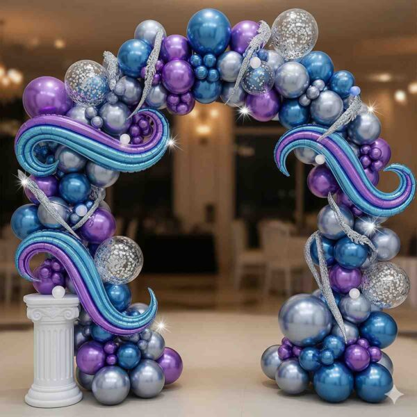 Blue and Purple Symphony Balloon Arch Decor - Image 14