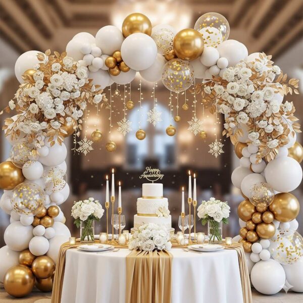 White and Gold Enchantment Anniversary Decoration - Image 15