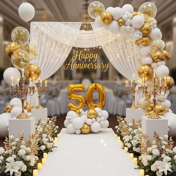 White and Gold Enchantment Anniversary Decoration - Image 16