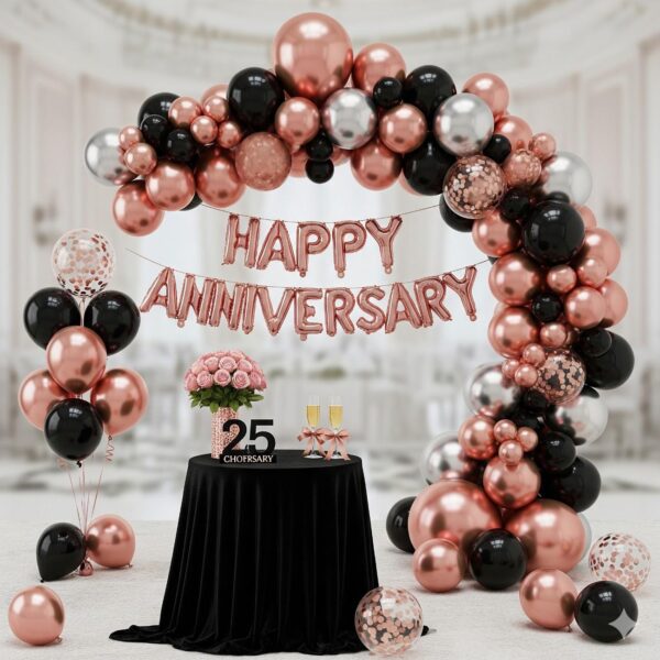 Rose Gold And Black Anniversary Surprise - Image 15