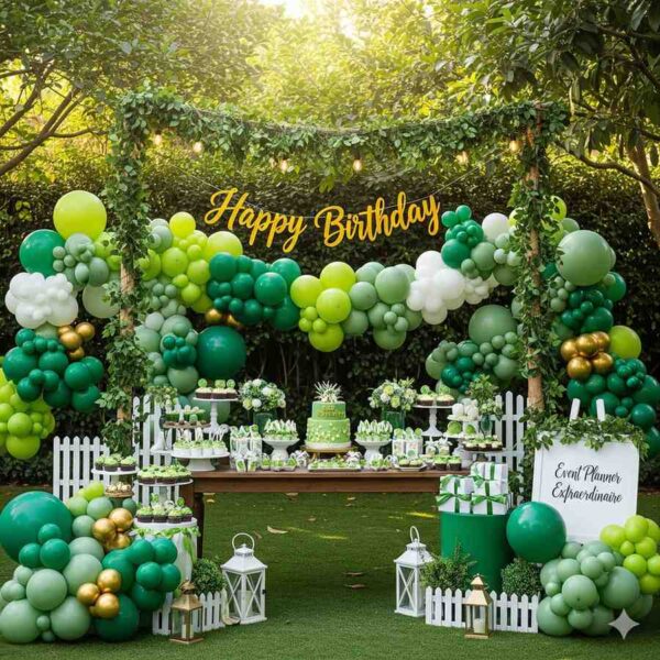 Green Garden Birthday Celebration Decor - Image 12